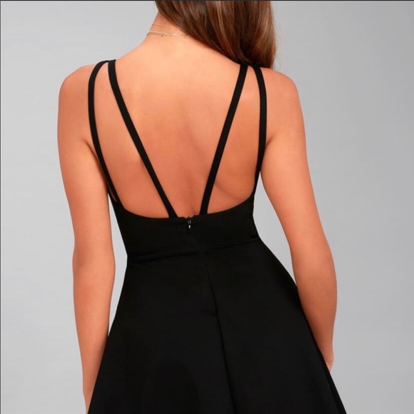 Lulu’s Black Fit n Flare Skater Mini Dress Medium - Picture 3 of 11
